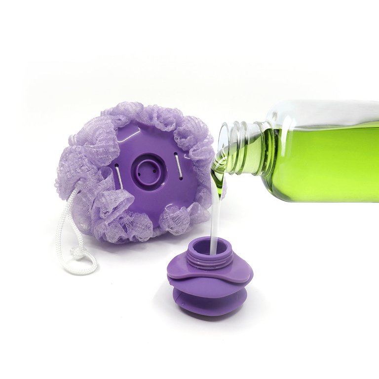 Liquid Soap Dispensing Exfoliating Loofah 3 Pack  - Purple