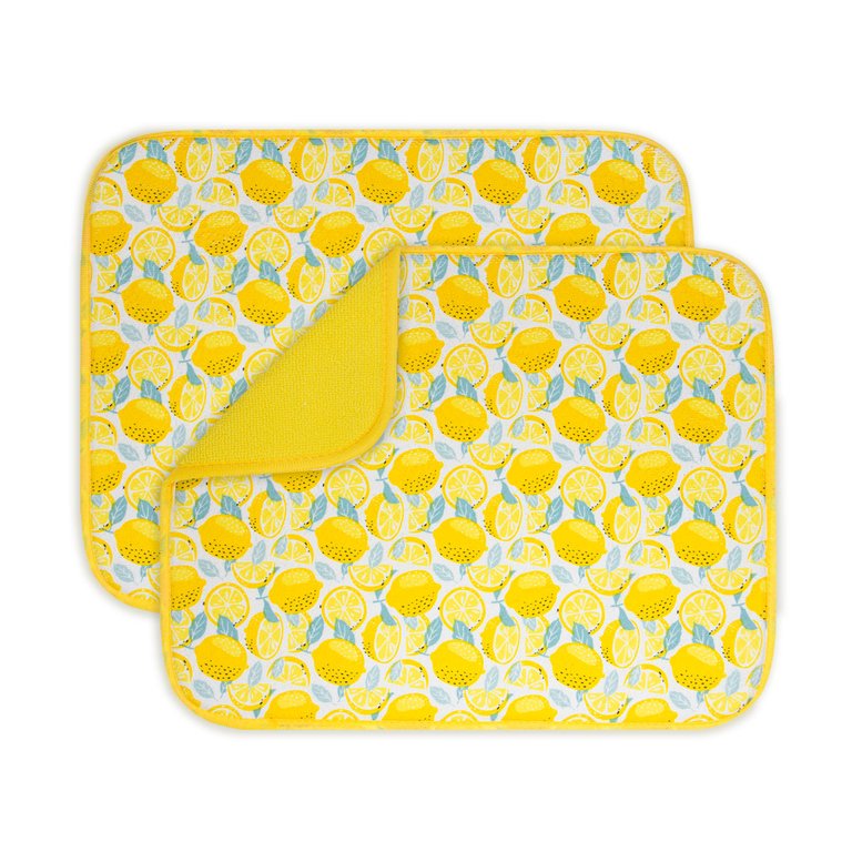 Reversible Dish Drying Mats 2 Pack - Lemon