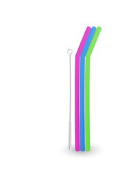 Silicone Drinking Straw Set with Bristle Cleaning Brush, Re-Usable, Eco-Friendly