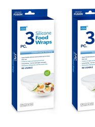 Silicone Food Wrap, 3 pc Set with XL Size Wrap, Reusable Covers