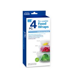 Silicone Food Wrap 4 Pack, Flexible Covers for Glass, Ceramic And Metal Containers