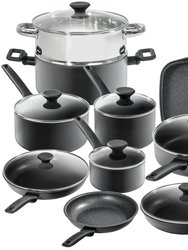 17-Piece Pro Premiere Hard Anodized Set With Oven-Safe Easy Grip Handles