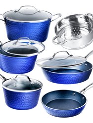 Get It Together - 10 Piece Hammered Diamond Cookware Set - Blue