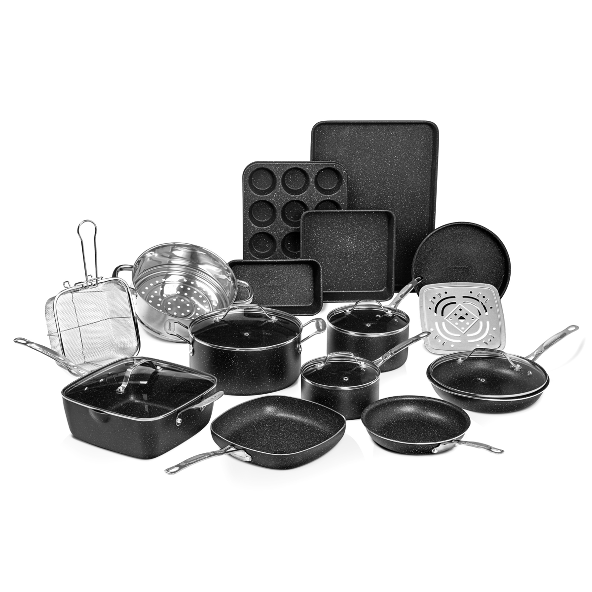 Granitestone 20pc Kitchen In A Box - Cook, Bake, Steam, Fry - Complete Set