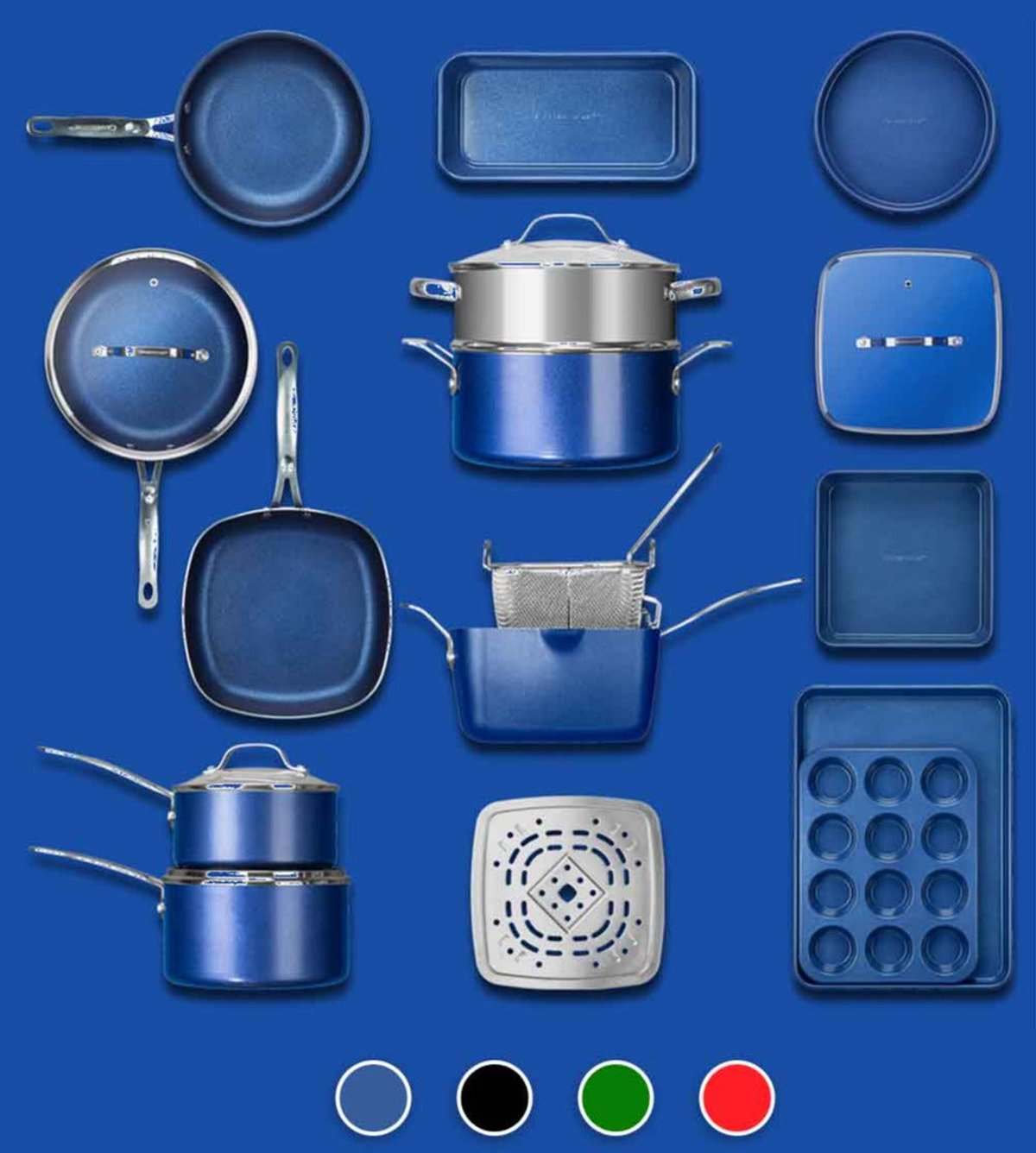20 Pc. Granite Stone Blue Nonstick Cookware And Bakeware Set