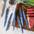 Nutriblade 6-Piece Steak Knives with Comfortable Handles, Stainless Steel Serrated Blades - Blue