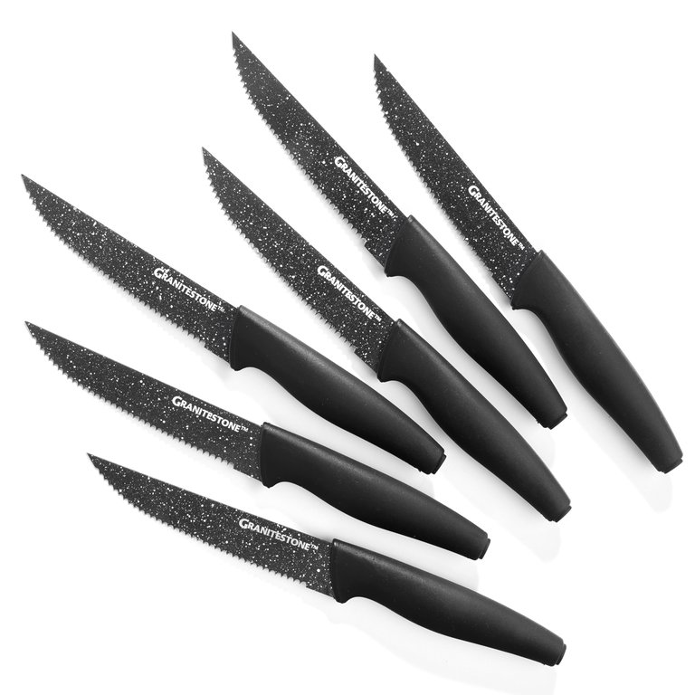 Nutriblade 6-Piece Steak Knives with Comfortable Handles, Stainless Steel Serrated Blades