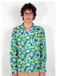 'Arenas' Camp Collar Blue Floral Dream Print Long Sleeve Shirt - Multi