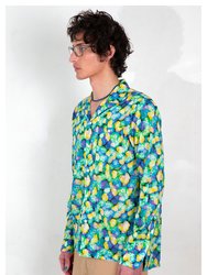 'Arenas' Camp Collar Blue Floral Dream Print Long Sleeve Shirt