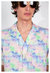 'Desi' Camp Collar Blue Dream Pop Print Short Sleeve Shirt