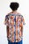 'Desi' Short Sleeve Camp Collar Blue and Orange Batik Print