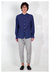 'Liam' Band Collar Blue / White Stripe Long Sleeve Shirt