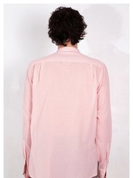 'Liam' Band Collar Blush / White Stripe Long Sleeve Shirt