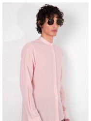 'Liam' Band Collar Blush / White Stripe Long Sleeve Shirt