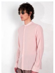 'Liam' Band Collar Blush / White Stripe Long Sleeve Shirt