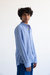 'Liam' Band Collar Light Blue / Blue Stripe Long Sleeve Shirt