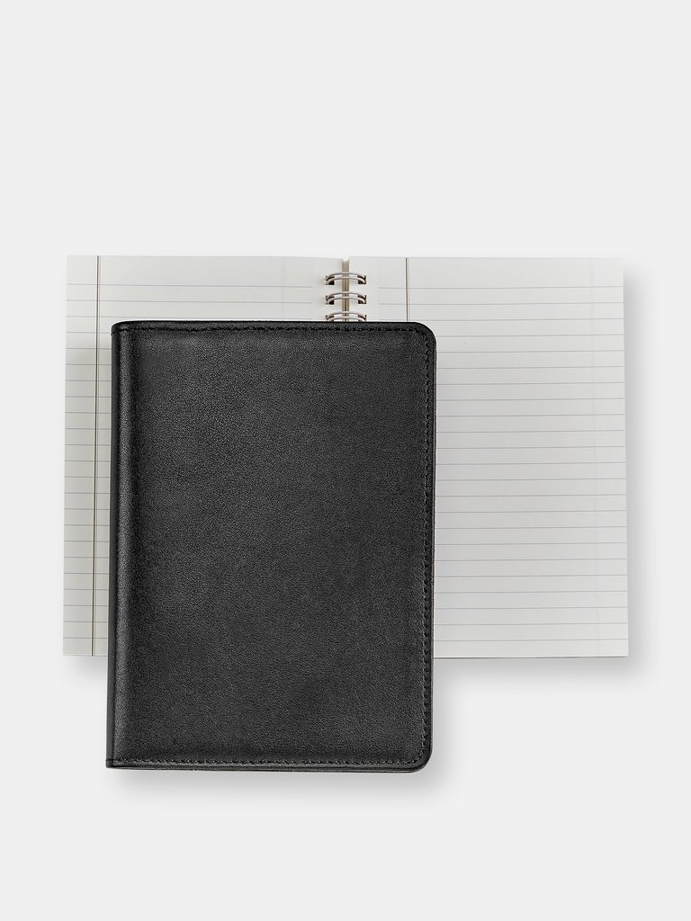 7" Leather Wire-O-Notebook - Black Traditional