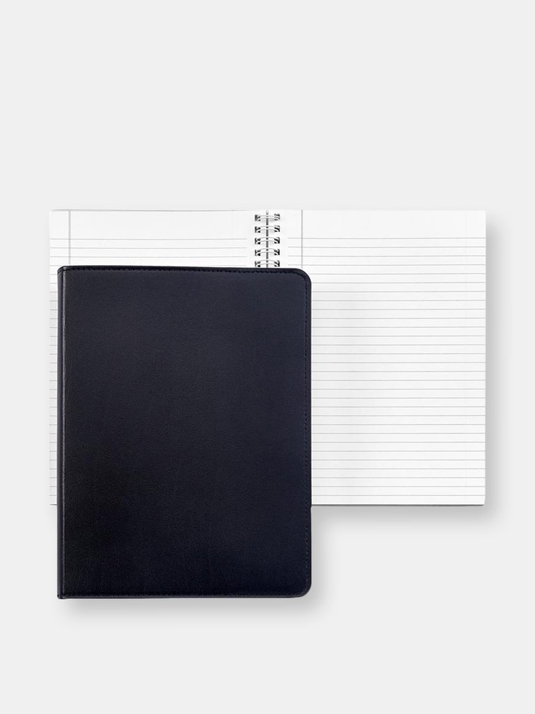 9" Leather Wire-O-Notebook - Black