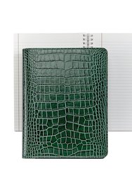 9" Leather Wire-O-Notebook - Emerald Crocodile