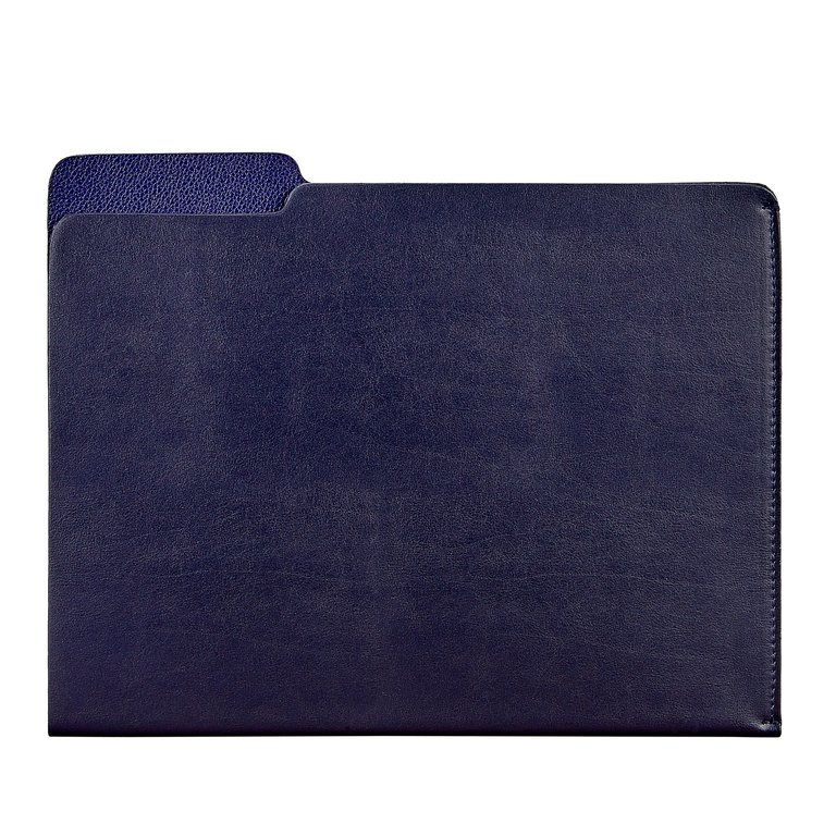 Leather Carlo File Folder - Navy