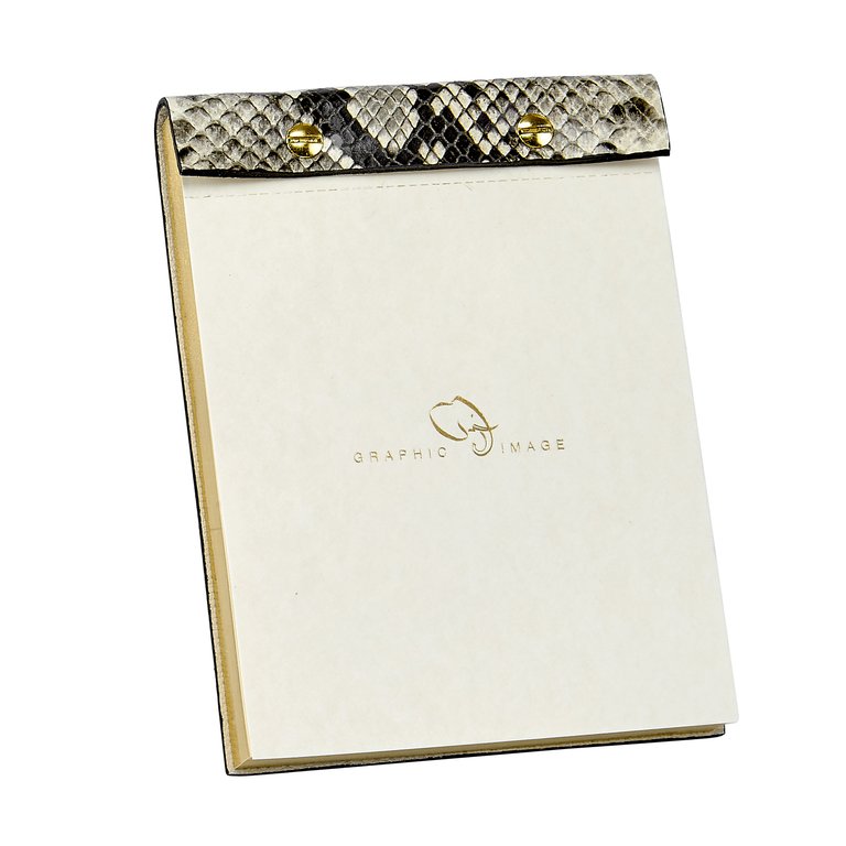 Leather Desk Notepad - Natural Italian Printed Python