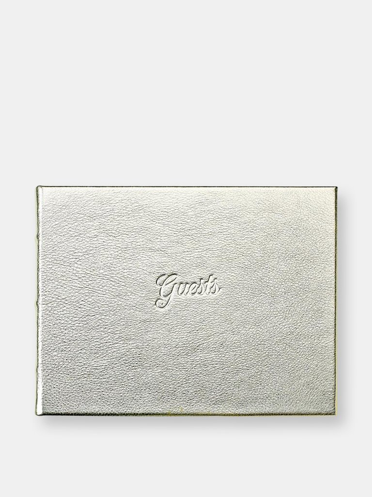 Leather Guest Book - White Gold