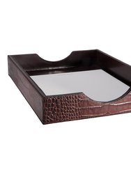 Leather Letter Tray - Brown