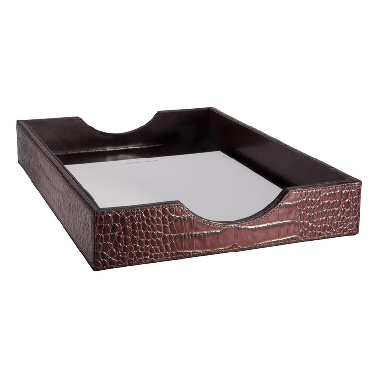 Leather Letter Tray - Brown
