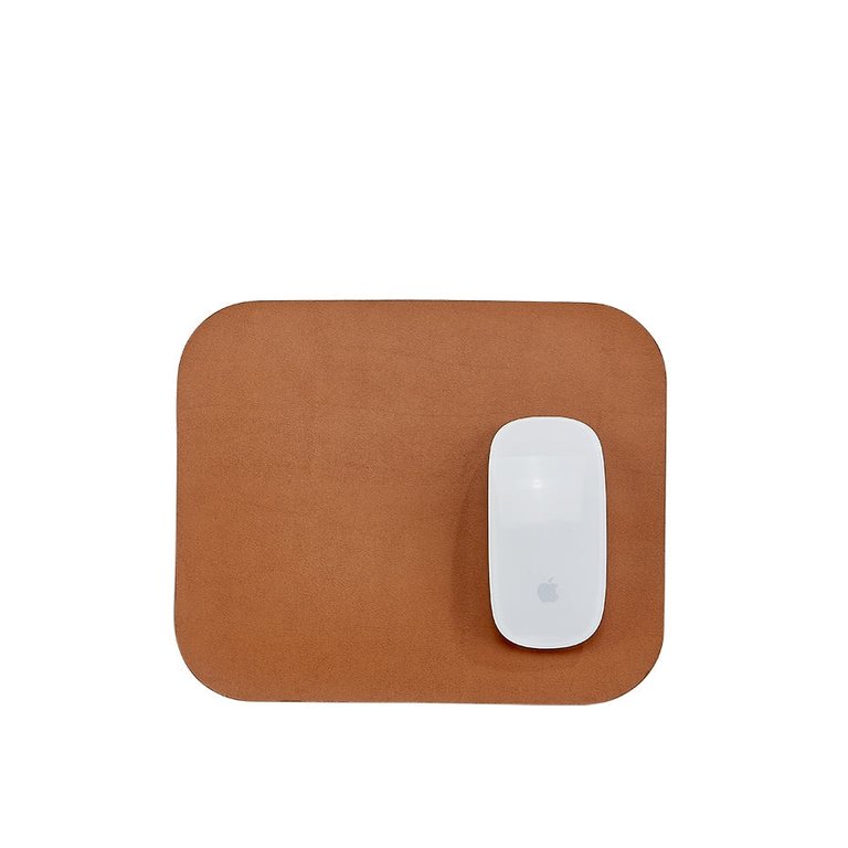 Leather Mouse Pad - Tan/Navy