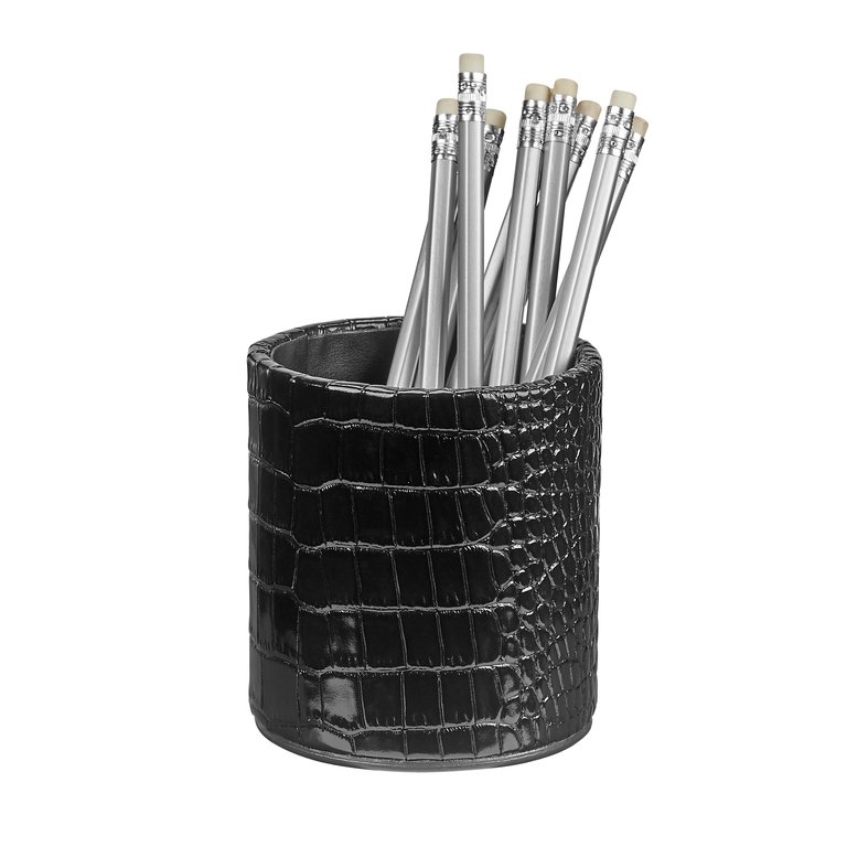 Leather Pencil Cup - Black