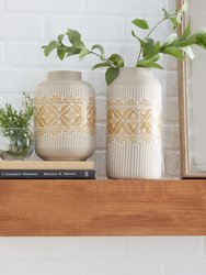 Bohemian Ceramic Vases, Set Of 2