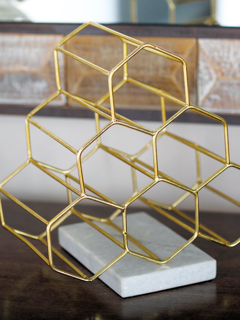 Gold Honeycomb Wine Rack