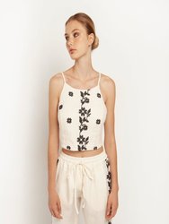 Crop Top All Over Daisy - Natural-Black