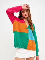 Abstract Colorblock Cardigan - Multi