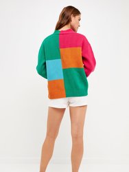Abstract Colorblock Cardigan