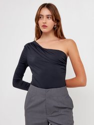 Asymmetrical Bodysuit - Black