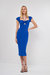 Cap Sleeve Front Haltered Midi Dress - Blue