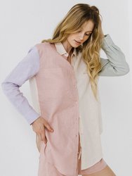 Colorblock Linen Long Shirt