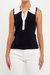 Contrast Ribbed Collared Sleeveless Top