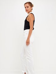 Contrast Ribbed Collared Sleeveless Top