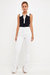 Contrast Ribbed Collared Sleeveless Top - Black/White