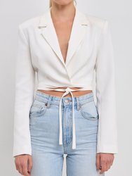 Cropped Blazer With Tie Detail