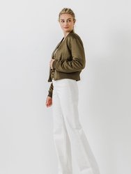 Cropped Satin Effect Bomber Jacket