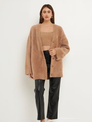 Feather Plush Cardigan - Beige