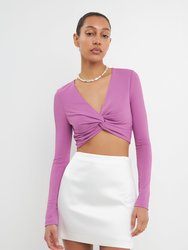 Front Twist Cropped Long Sleeve Top