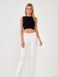 Knit Crew Neck Cropped Tank Top