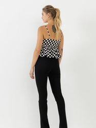 Knotted Checker Print Top