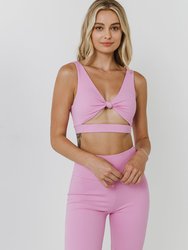 Knotted Cut Out Tank Top - Pink