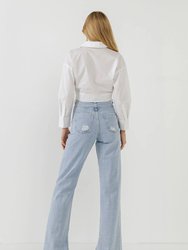 Knotted Front Cropped Shirts