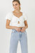 Knotted Top With Short Puff Sleeves - White